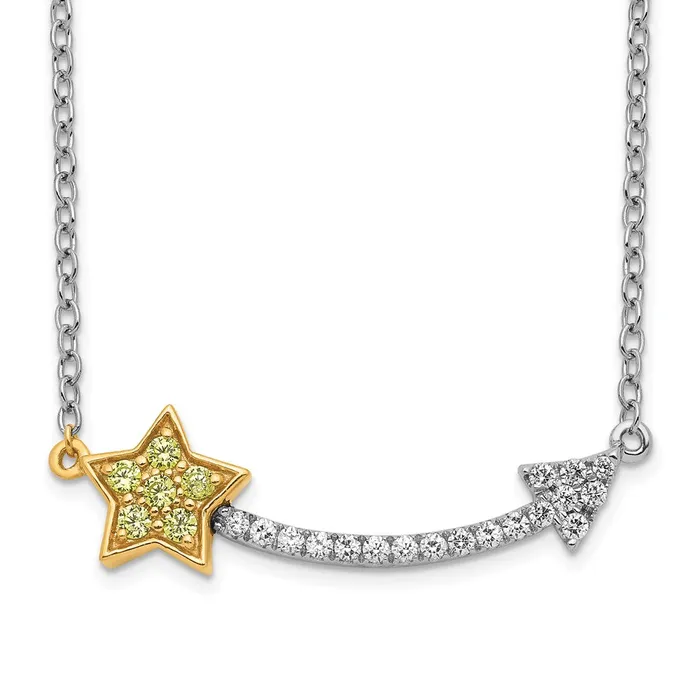 WB Choice Jewelry Necklaces 14k TwoTone DiamondYellow Sapphire Star and Arrow NecklaceWBCPM6616SAY010WA WB Choice Jewelry Necklaces 14k TwoTone DiamondYellow Sapphire Star and Arrow NecklaceWBCPM6616SAY010WA