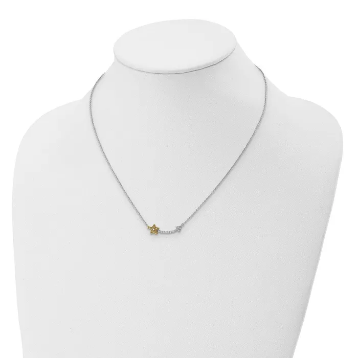 WB Choice Jewelry Necklaces 14k TwoTone DiamondYellow Sapphire Star and Arrow NecklaceWBCPM6616SAY010WA