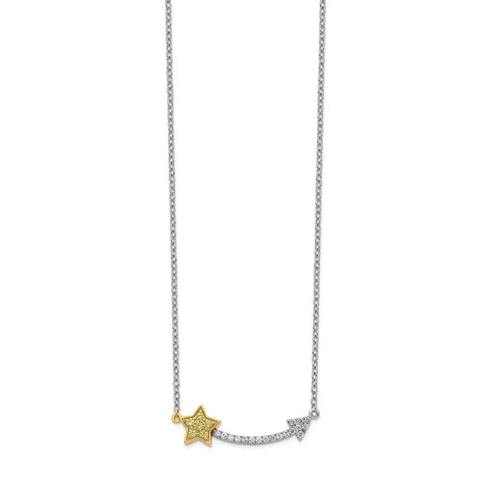 WB Choice Jewelry Necklaces 14k TwoTone DiamondYellow Sapphire Star and Arrow NecklaceWBCPM6616SAY010WA