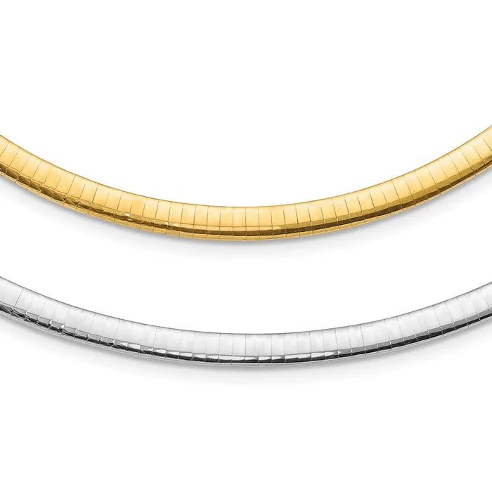 WB Choice Jewelry Necklaces 14k Twotone Lt Reversible 5mm Omega wextender NecklaceWBCROML516 WB Choice Jewelry Necklaces 14k Twotone Lt Reversible 5mm Omega wextender NecklaceWBCROML516