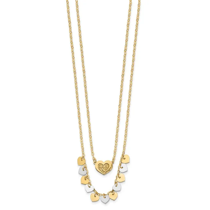 WB Choice Jewelry Necklaces 14K Twotone Polished Double Strand with Hearts NecklaceWBCSF294117