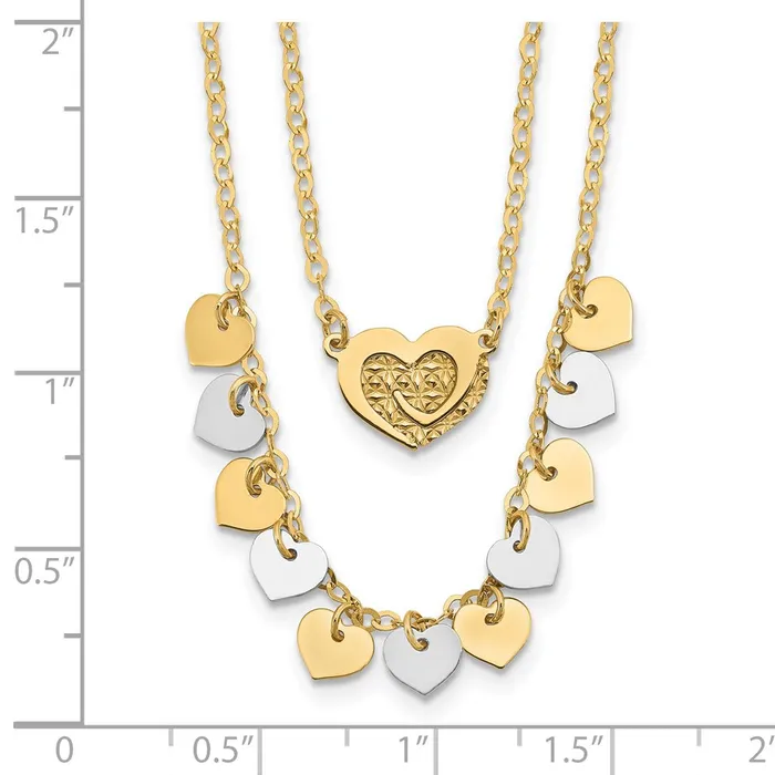 WB Choice Jewelry Necklaces 14K Twotone Polished Double Strand with Hearts NecklaceWBCSF294117