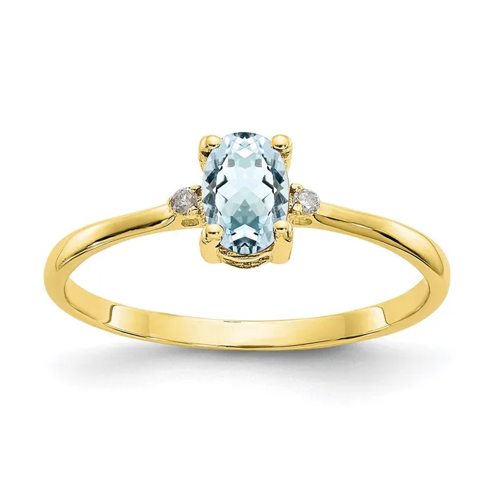 WB Choice Jewelry Rings 10k Polished Geniune Diamond Aquamarine Birthstone RingWBC10XBR204
