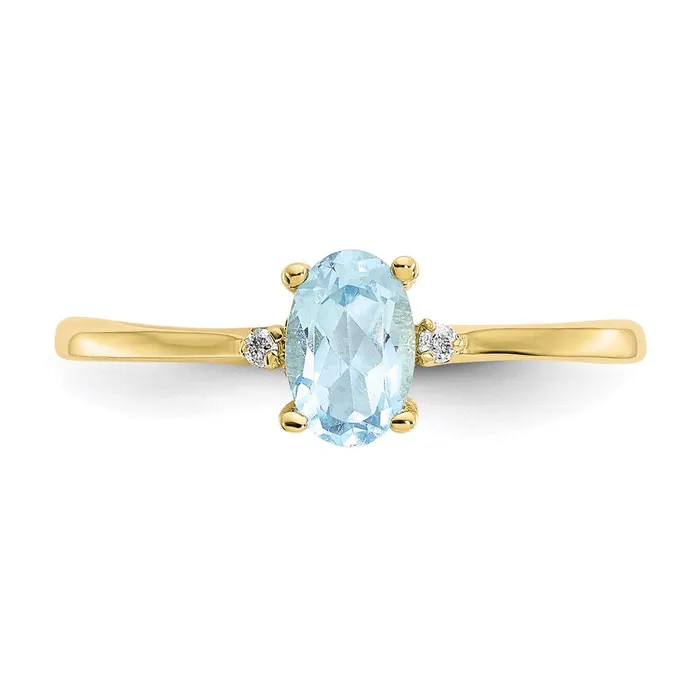 WB Choice Jewelry Rings 10k Polished Geniune Diamond Aquamarine Birthstone RingWBC10XBR204