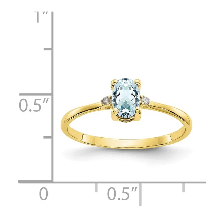 WB Choice Jewelry Rings 10k Polished Geniune Diamond Aquamarine Birthstone RingWBC10XBR204