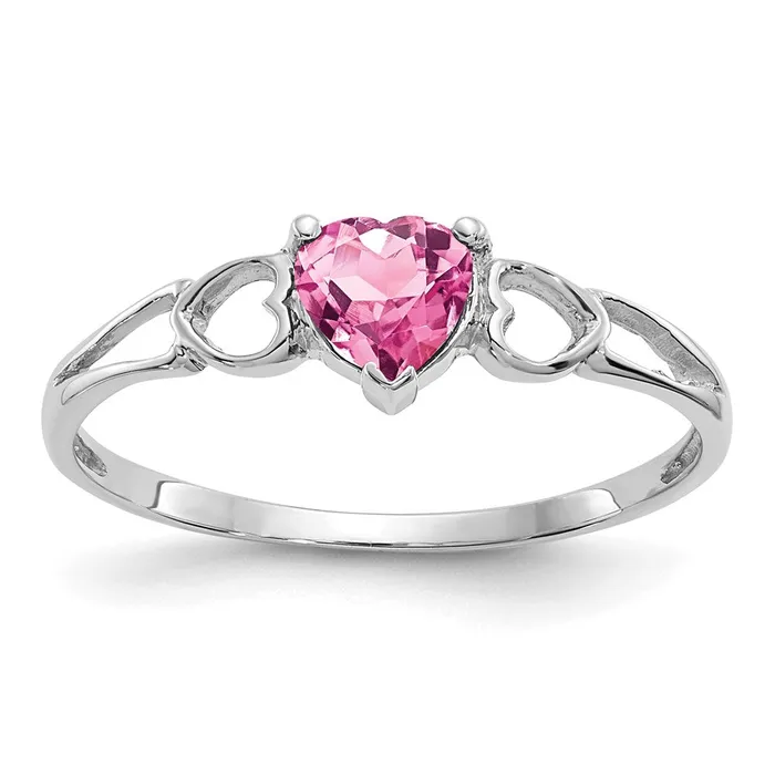WB Choice Jewelry Rings 10k White Gold Polished Geniune Pink Tourmaline Birthstone RingWBC10XBR175