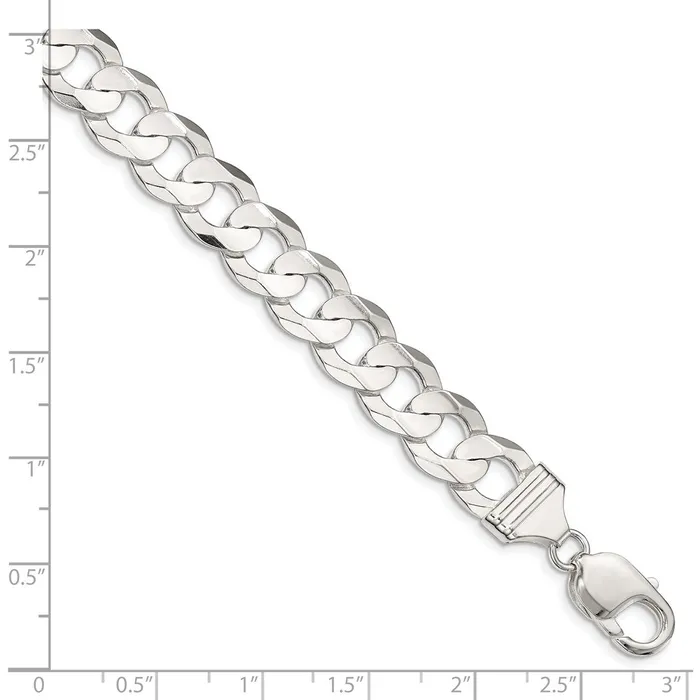 WB Choice Jewelry Rings Sterling Silver 119mm Concave Beveled Curb ChainWBCQCBC30022