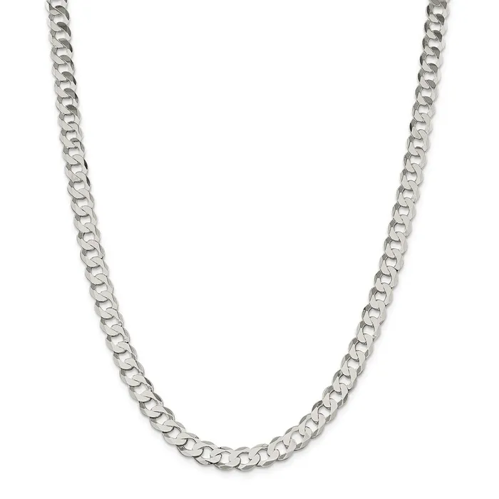 WB Choice Jewelry Rings Sterling Silver 8mm Flat Curb ChainWBCQLB20026