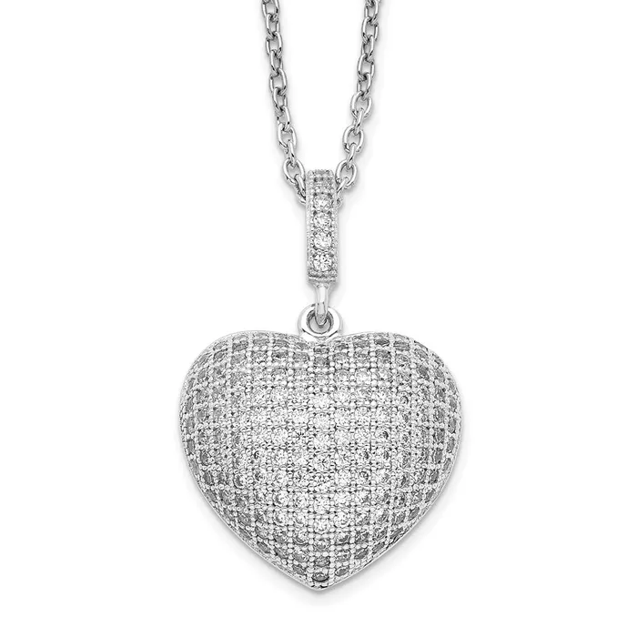 WB Choice Jewelry SS RhodiumPlated CZ Brilliant Embers Heart NecklaceWBCQMP10118 Necklaces WB Choice Jewelry SS RhodiumPlated CZ Brilliant Embers Heart NecklaceWBCQMP10118 Necklaces