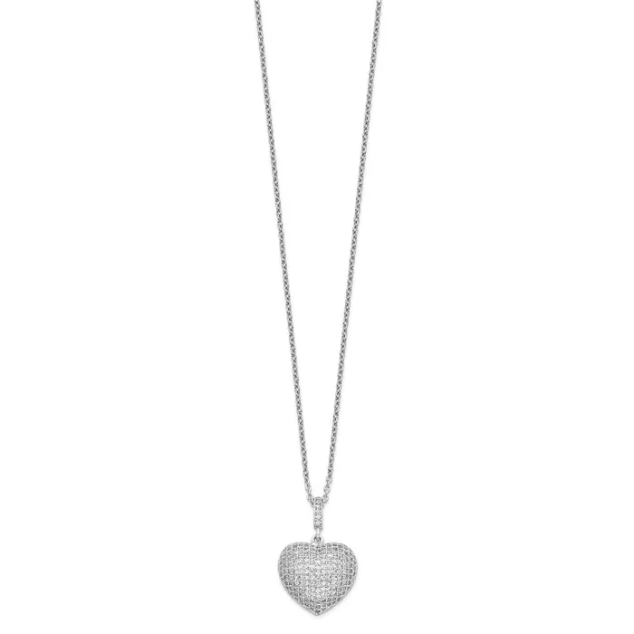 WB Choice Jewelry SS RhodiumPlated CZ Brilliant Embers Heart NecklaceWBCQMP10118 Necklaces