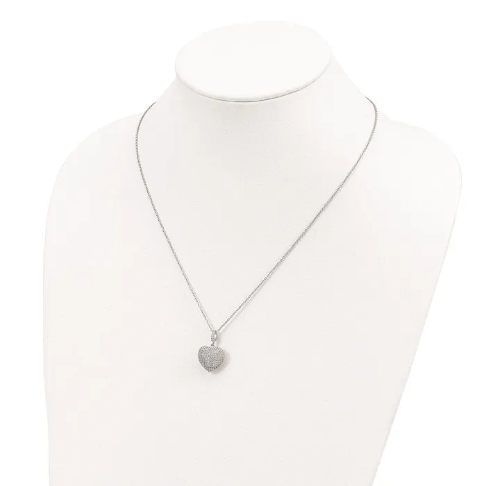 WB Choice Jewelry SS RhodiumPlated CZ Brilliant Embers Heart NecklaceWBCQMP10118 Necklaces