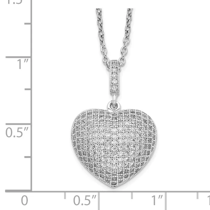 WB Choice Jewelry SS RhodiumPlated CZ Brilliant Embers Heart NecklaceWBCQMP10118 Necklaces