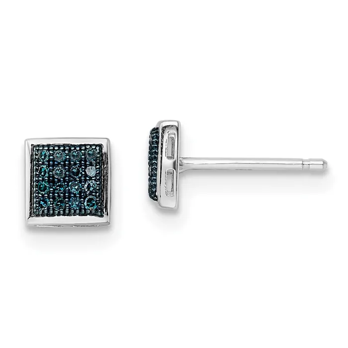 WB Choice Jewelry Sterling Silver Rhod Plated Blue Diamond Post EarringsWBCQE10766 Earrings WB Choice Jewelry Sterling Silver Rhod Plated Blue Diamond Post EarringsWBCQE10766 Earrings