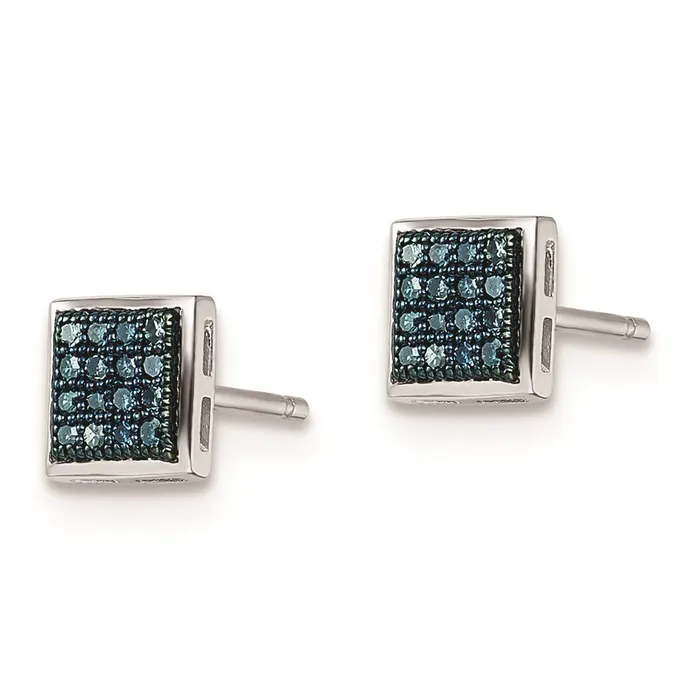WB Choice Jewelry Sterling Silver Rhod Plated Blue Diamond Post EarringsWBCQE10766 Earrings