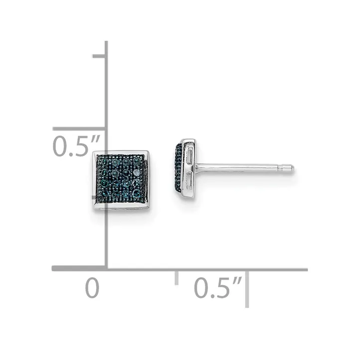 WB Choice Jewelry Sterling Silver Rhod Plated Blue Diamond Post EarringsWBCQE10766 Earrings