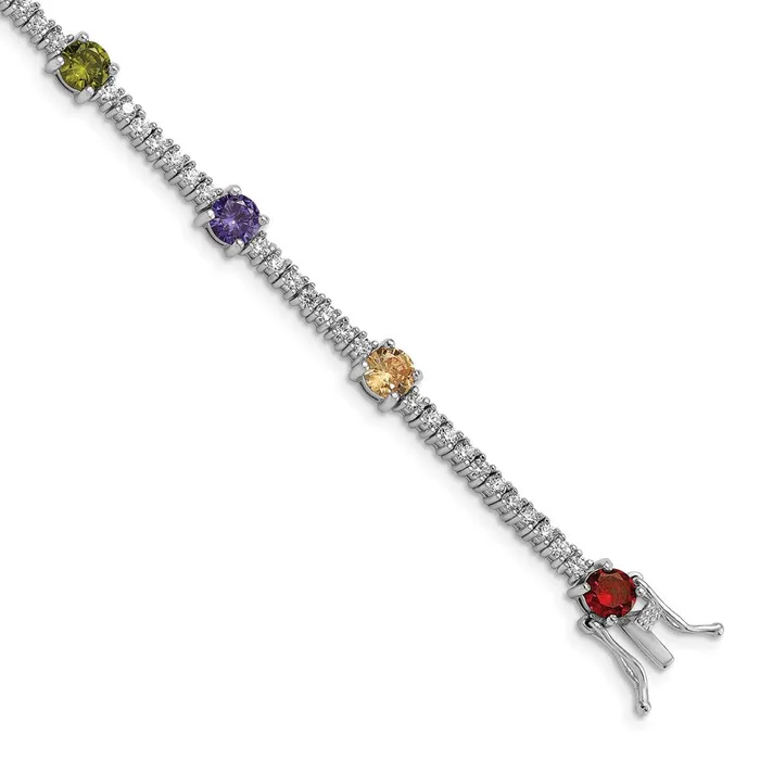 WB Choice Jewelry Sterling Silver Rhodiumplated Colorful Round CZ BraceletWBCQG571075 Bracelets WB Choice Jewelry Sterling Silver Rhodiumplated Colorful Round CZ BraceletWBCQG571075 Bracelets