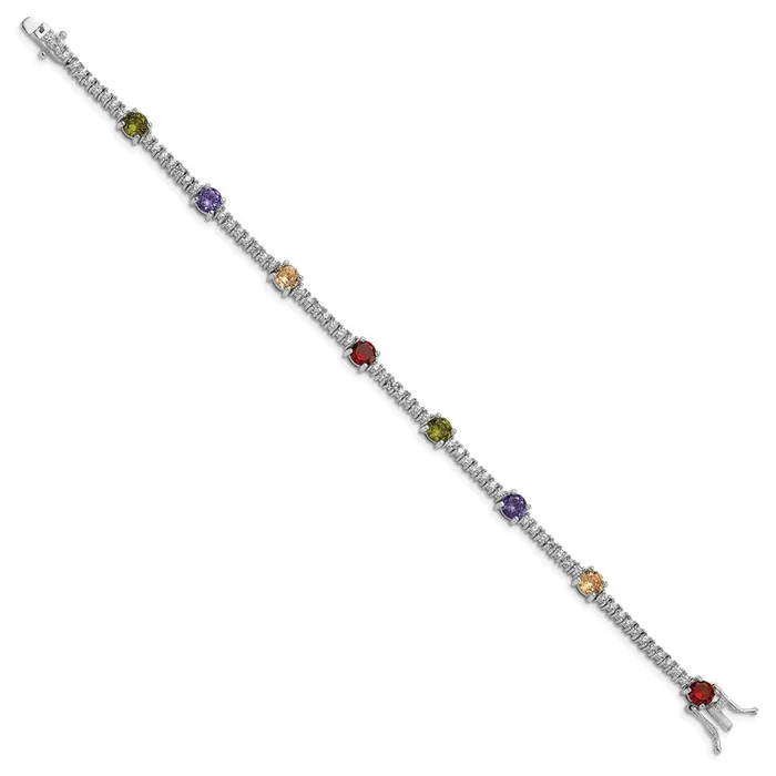 WB Choice Jewelry Sterling Silver Rhodiumplated Colorful Round CZ BraceletWBCQG571075 Bracelets