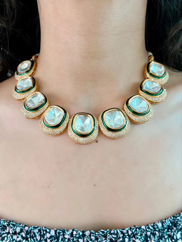 Zunaira Kundan Diamond Studded Set Including Earrings Necklace PRERTO ECOMMERCE PRIVATE LIMITED Earrings