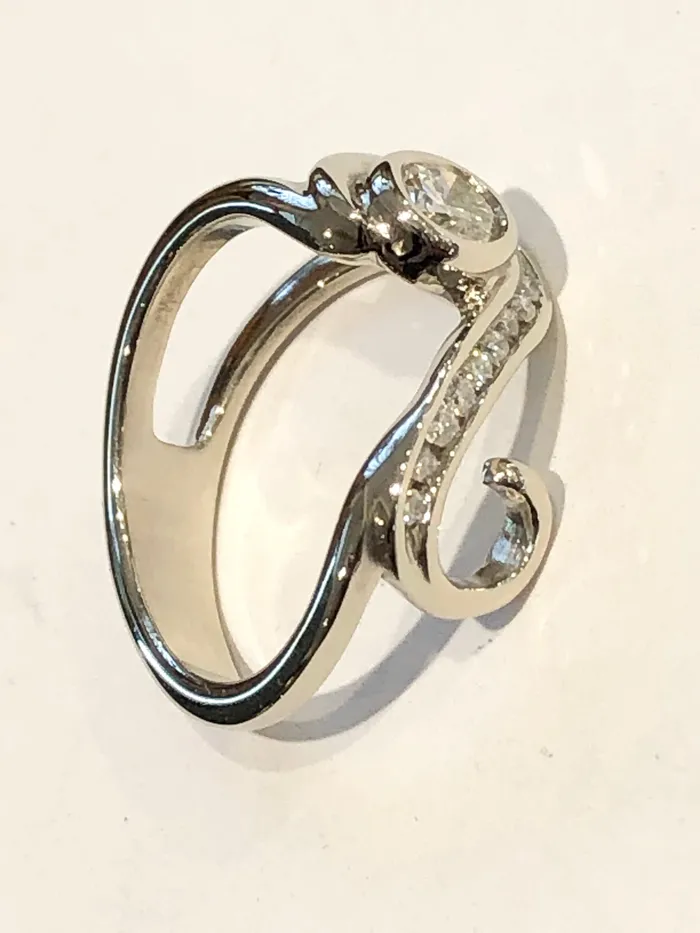 14k White Gold Diamond Ring Art FX fine jewelry Rings