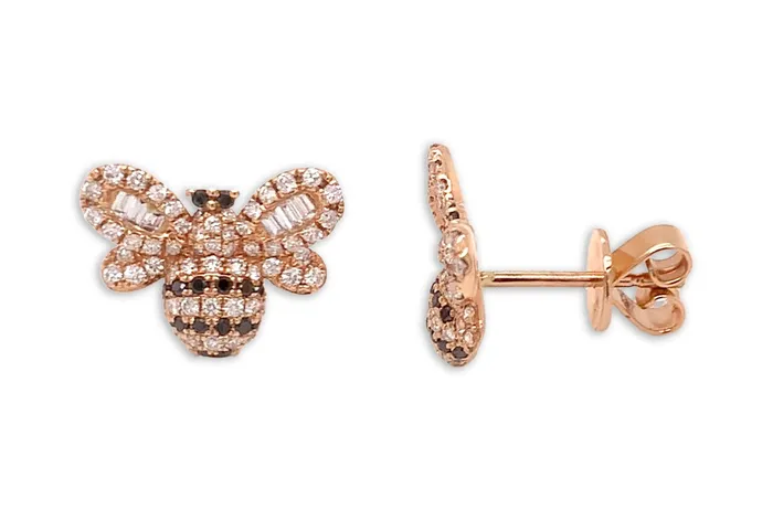 Albert Hern Earrings Earrings 18Kt Gold Bee with Diamonds