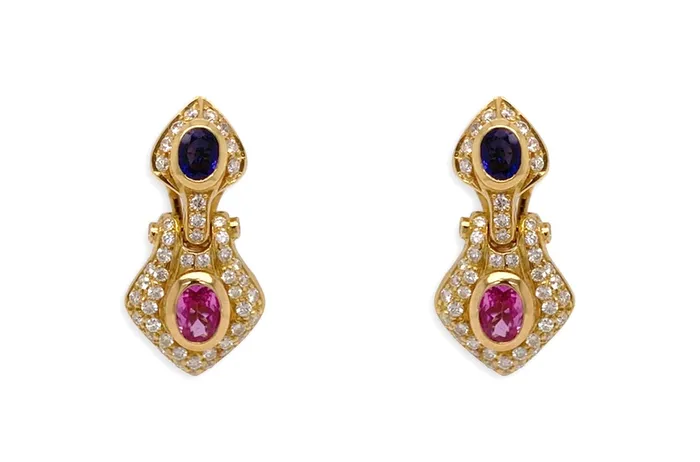 Albert Hern Earrings Earrings 18kt Gold Classic Sapphires Diamonds