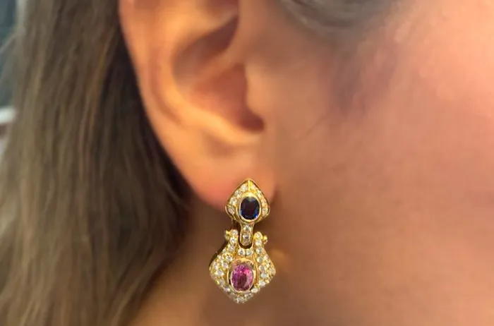 Albert Hern Earrings Earrings 18kt Gold Classic Sapphires Diamonds