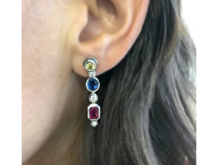 Albert Hern Earrings Earrings Color Sapphires diamonds 18kt White Gold