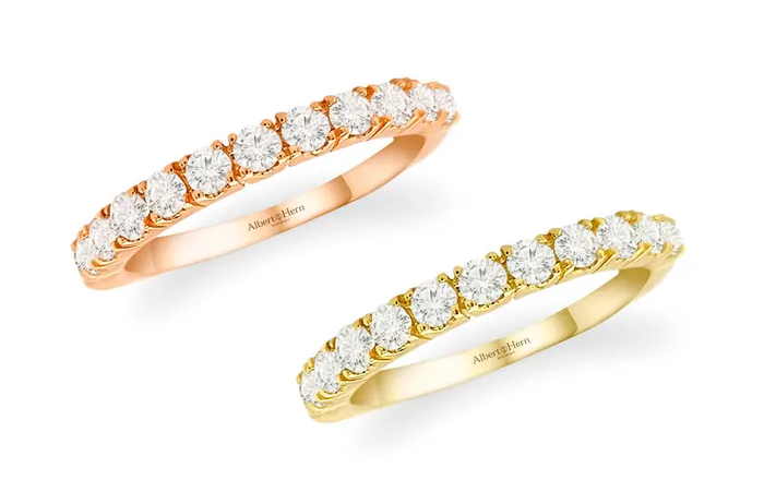 Albert Hern Rings Ring 18kt Gold Band 13 Round Diamonds