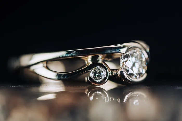 Art FX fine jewelry Rings 14k White Gold 3 Stone Diamond Engagement Ring