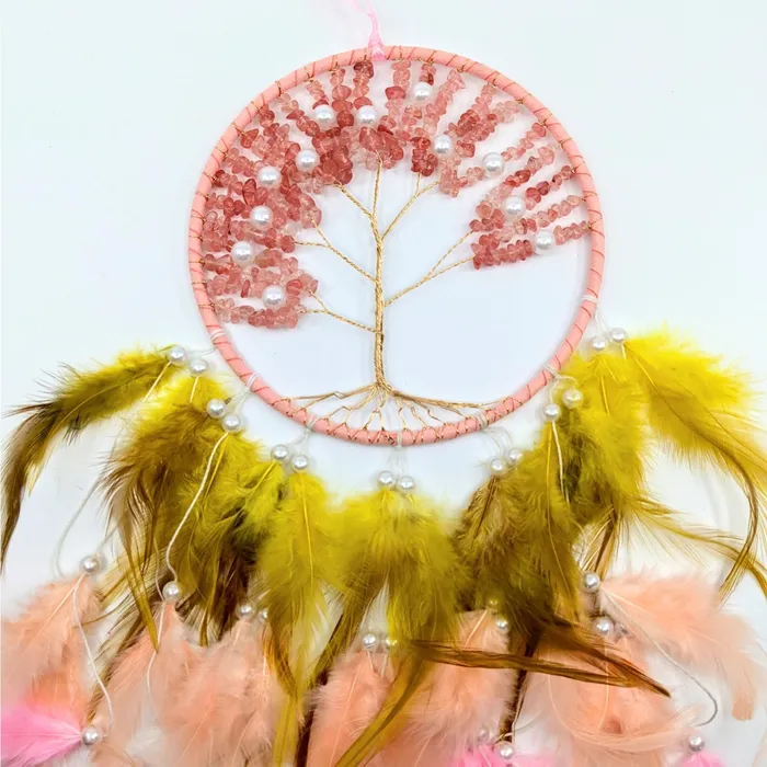 Bliss Crystals Necklaces Tree of Life 6 Dreamcatcher w Crystals Pearls choose color LV6586