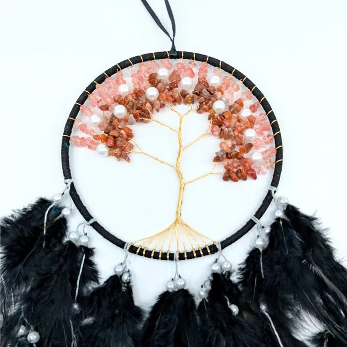 Bliss Crystals Necklaces Tree of Life 6 Dreamcatcher w Crystals Pearls choose color LV6586