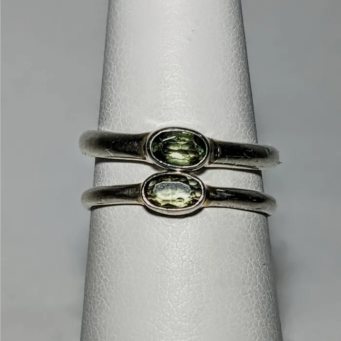 Bliss Crystals Rings Moldavite Faceted Oval Cut Stackable Sterling Silver Ring Choose Size SK2619