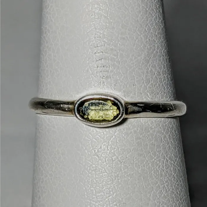 Bliss Crystals Rings Moldavite Faceted Oval Cut Stackable Sterling Silver Ring Choose Size SK2619