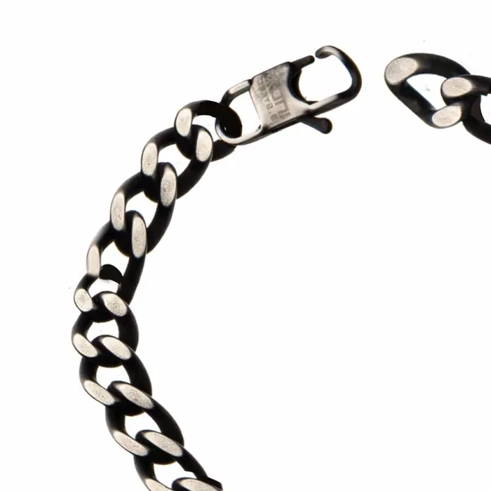 Bracelets INOX JEWELRY Silver Tone Stainless Steel Oxidized Finish Religious Prayer ID Tag Biker Bracelet