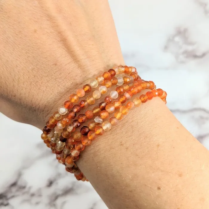 Carnelian 7 Faceted 4mm Bracelet LV1925 Bliss Crystals Bracelets