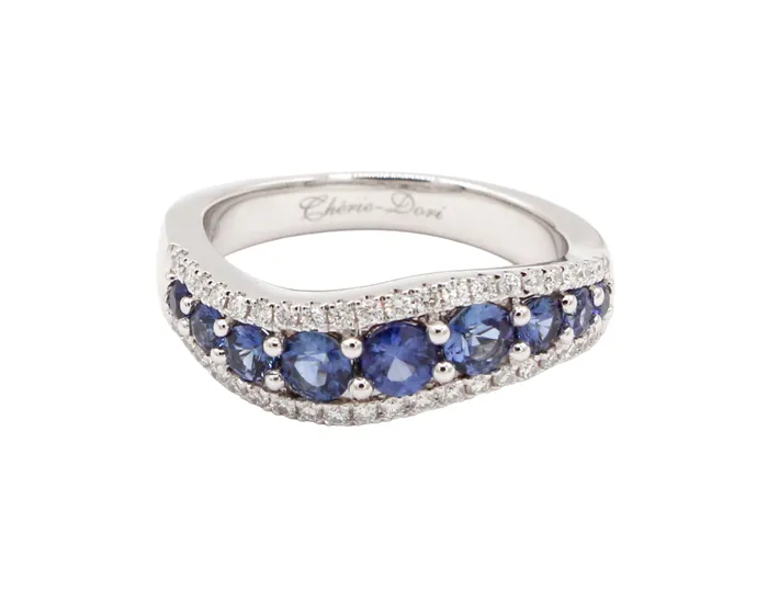 Cherie Dori Rings Sapphire and Diamond Stria Ring