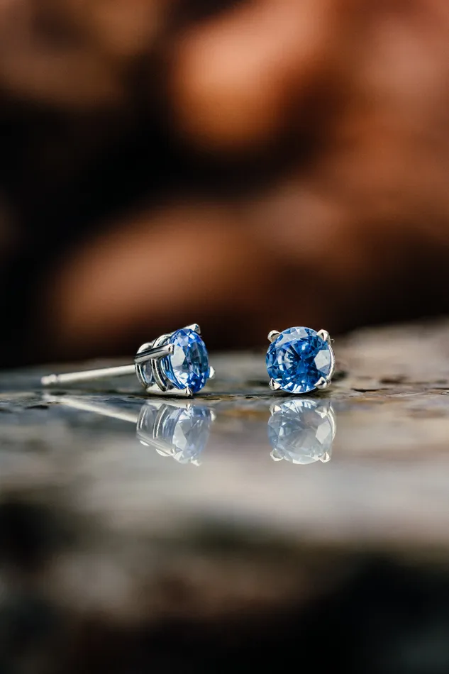Coast Gemological Resources Earrings 14k White Gold Blue Zircon Stud Earrings