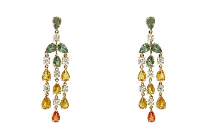 Earrings 18kt Gold Pear Sapphires Diamonds Chandelier Albert Hern Earrings Earrings 18kt Gold Pear Sapphires Diamonds Chandelier Albert Hern Earrings