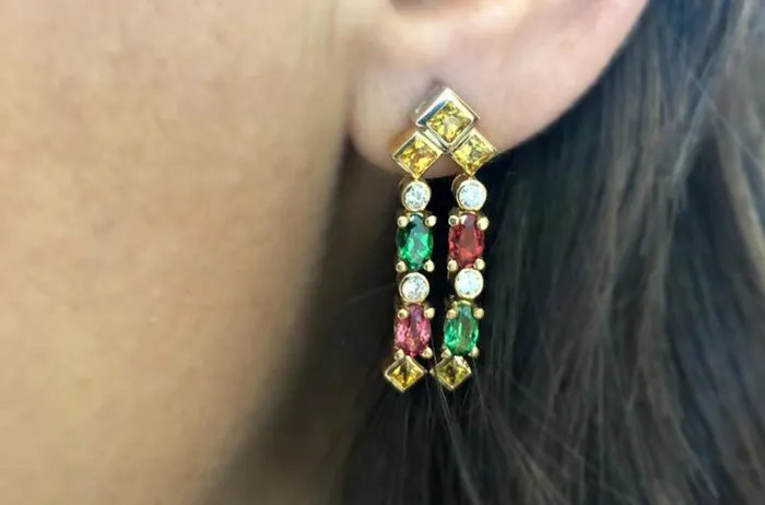Earrings Albert Hern Earrings Colors Sapphires Tsavorites Diamonds