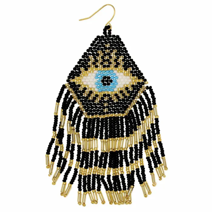 Earrings Bliss Crystals Evil Eye Bead Fringe Earrings LV5281