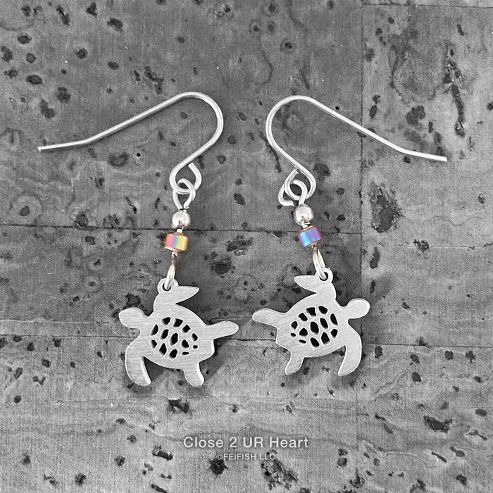 Earrings FAIRE Close 2 UR Heart Stainless Steel Sea Turtle Earrings Made in the USA Earrings FAIRE Close 2 UR Heart Stainless Steel Sea Turtle Earrings Made in the USA