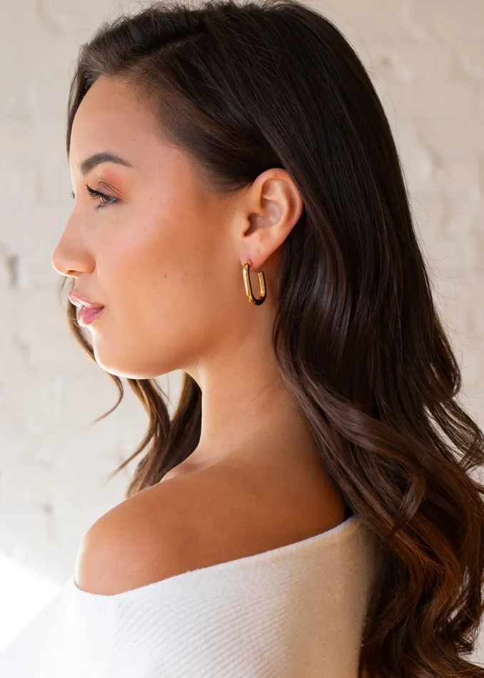 Earrings Luxe Gold Hollow Oval Hoops panacheaccessories