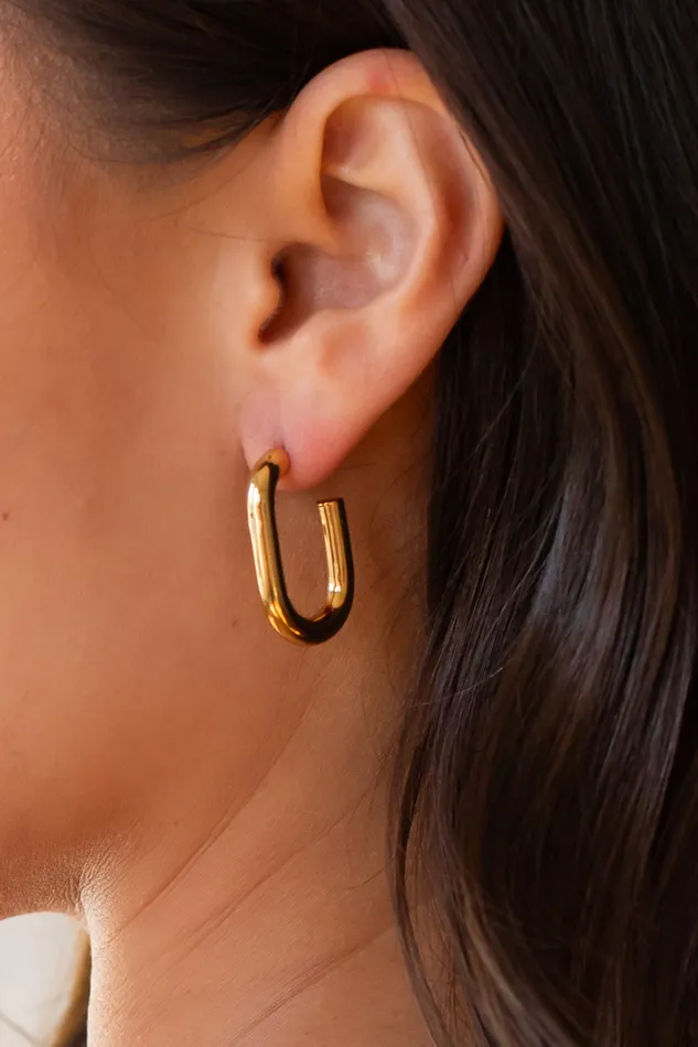 Earrings Luxe Gold Hollow Oval Hoops panacheaccessories