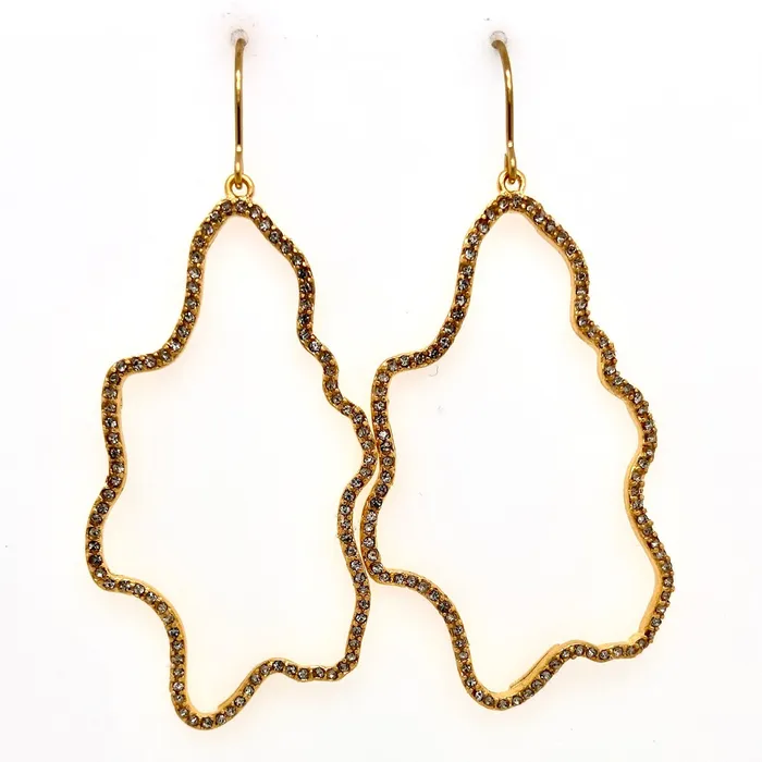 Earrings Rebel Designs Inc Open Squiggle Pave Earrings in Gold