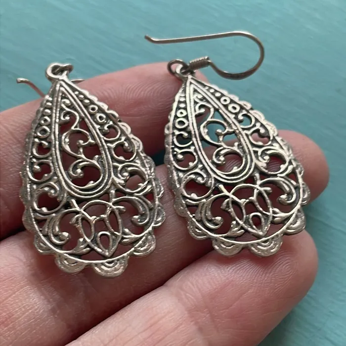 Earrings Vintage Paris Jewelry Filigree Drop Earrings Sterling Silver Vintage Earrings Vintage Paris Jewelry Filigree Drop Earrings Sterling Silver Vintage