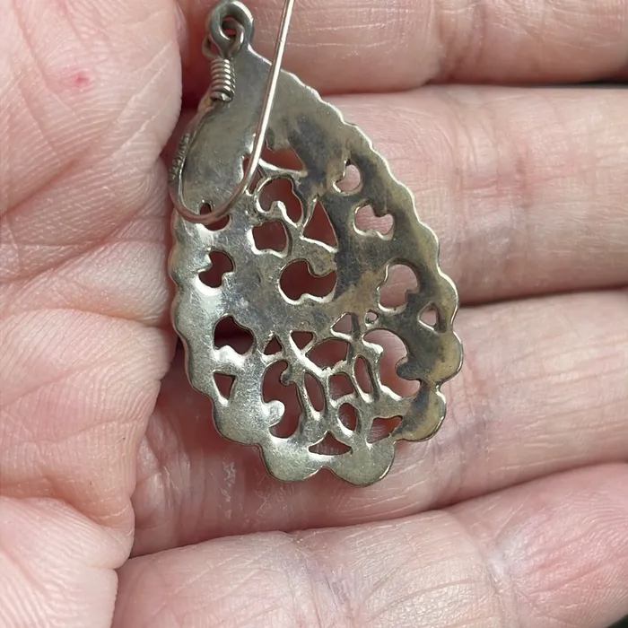 Earrings Vintage Paris Jewelry Filigree Drop Earrings Sterling Silver Vintage