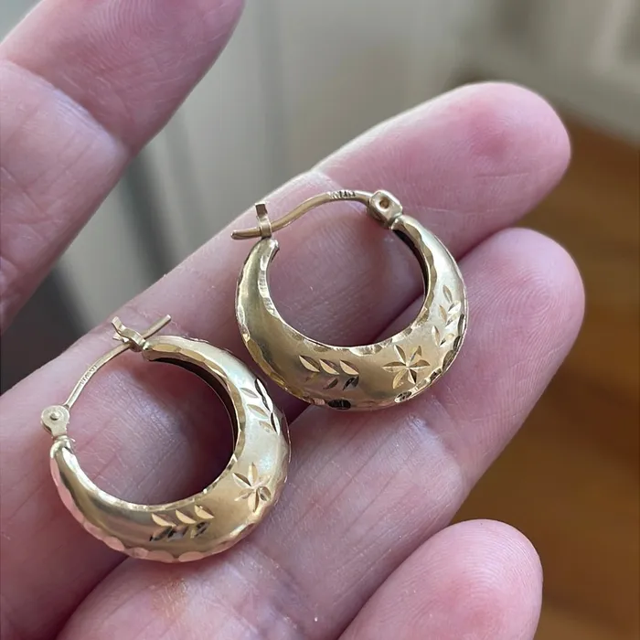 Earrings Vintage Paris Jewelry Starry Gold Hoop Earrings 14k Gold Vintage