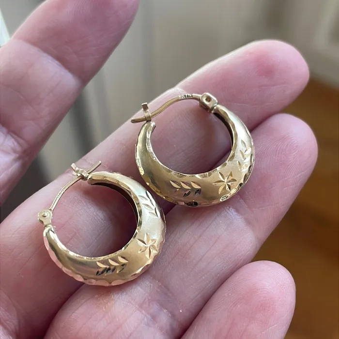 Earrings Vintage Paris Jewelry Starry Gold Hoop Earrings 14k Gold Vintage