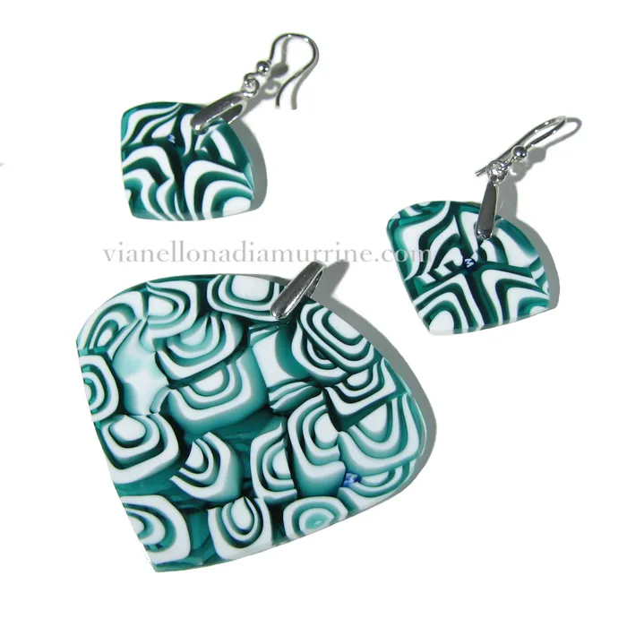 Earrings VN Murrine Murano glass Pendant earrings set Fantasy