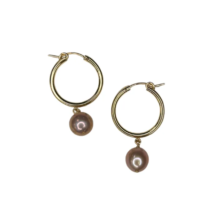 Edison Pearl Huggies Lahaole Hawaii Earrings